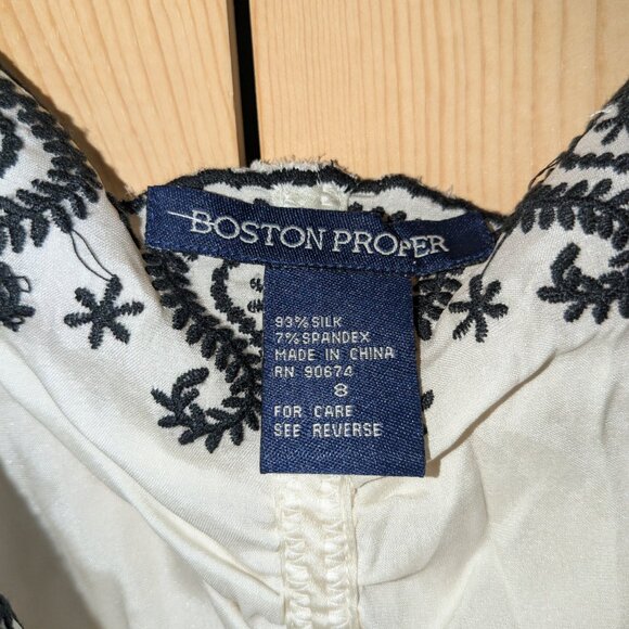 Boston Proper Silk Camisole Size 8 Scalloped Hem Side Zip Close Embroidered - Picture 7 of 9